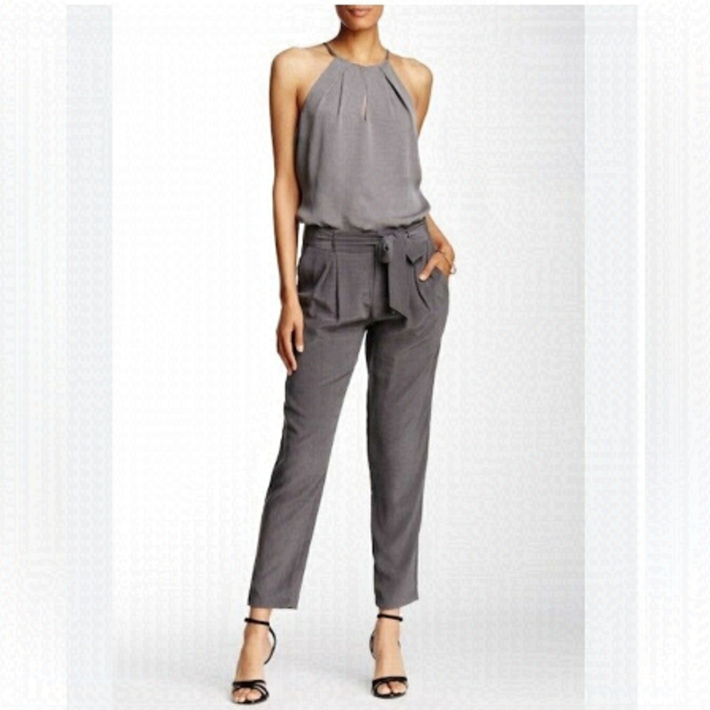 JOIE 100% Silk Tapered Leg Tie-front Ankle Length Trouser Pants Black Sz 8